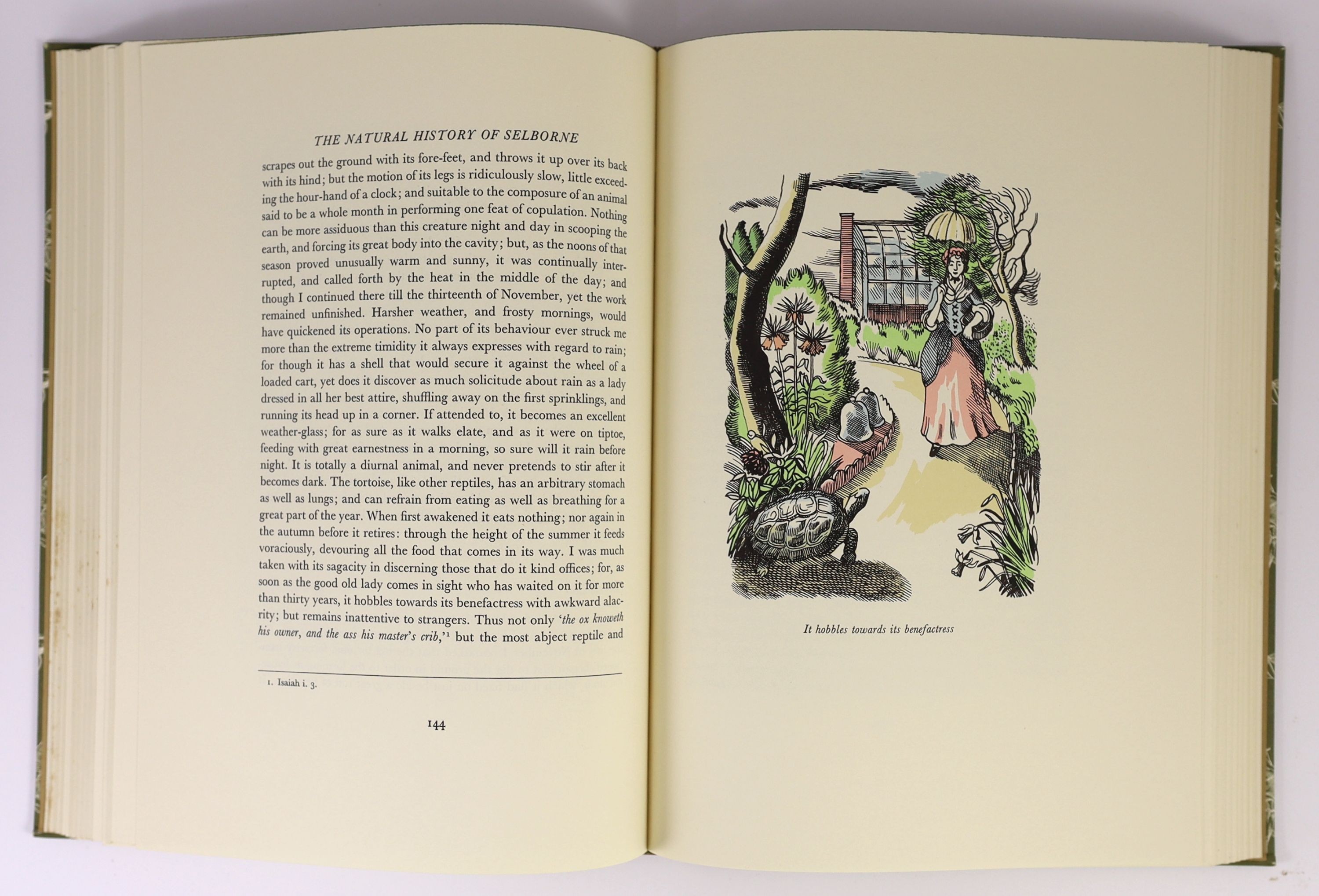 White, Gilbert - The Natural History of Selborne. Limited edition, one of 1500. Signed by John Nash. Complete with 16 coloured plates and 15 text illustrations. Quarter calf and patterned paper with gilt letters on spine